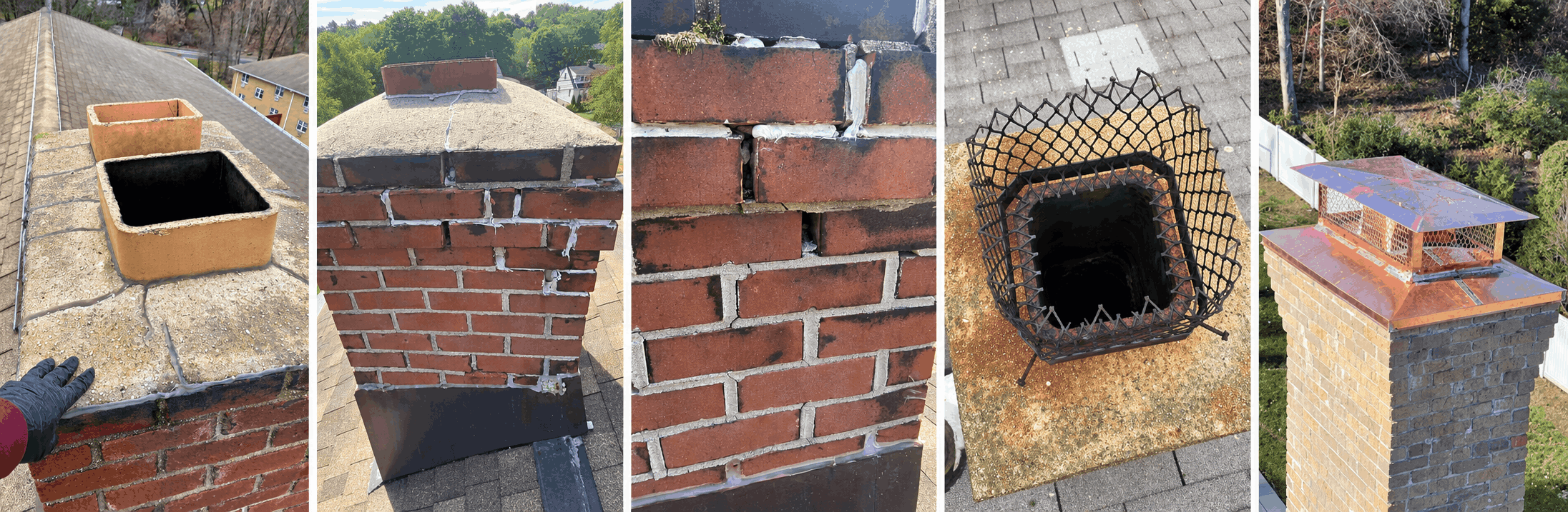 Chimney with visible cracks and a damaged flue cover