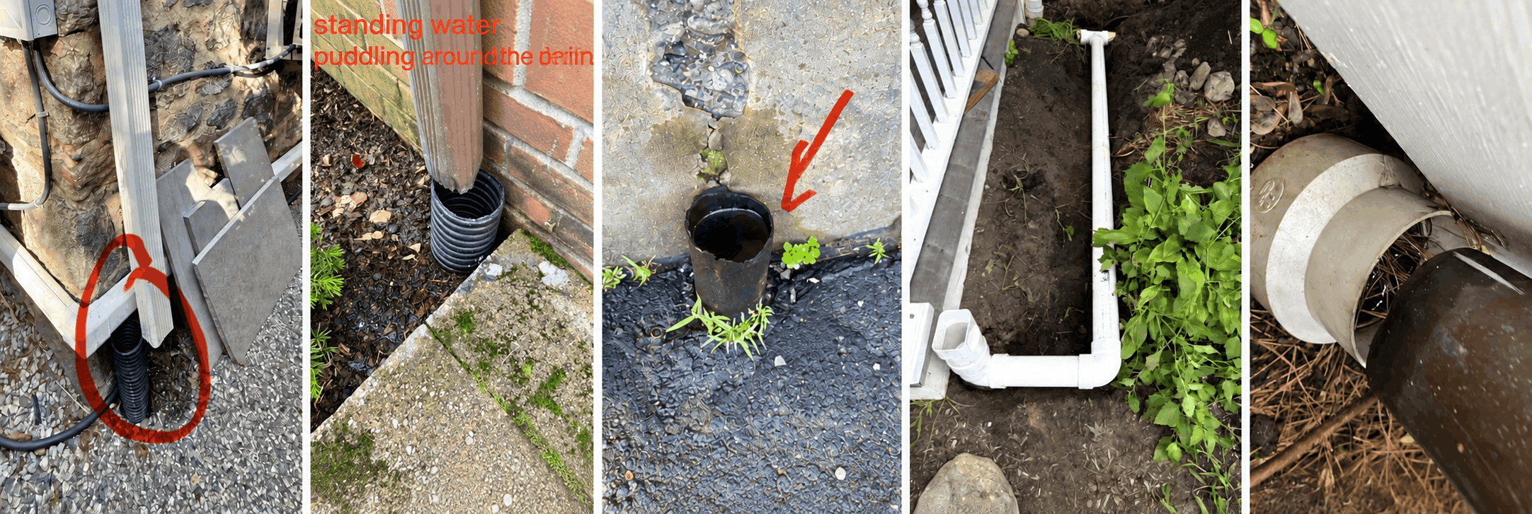 Ground settlement near the foundation caused by improper drainage